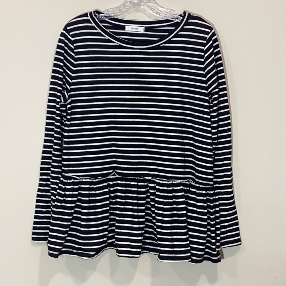Cherish Black & White Striped Long Sleeve Top. Size Small